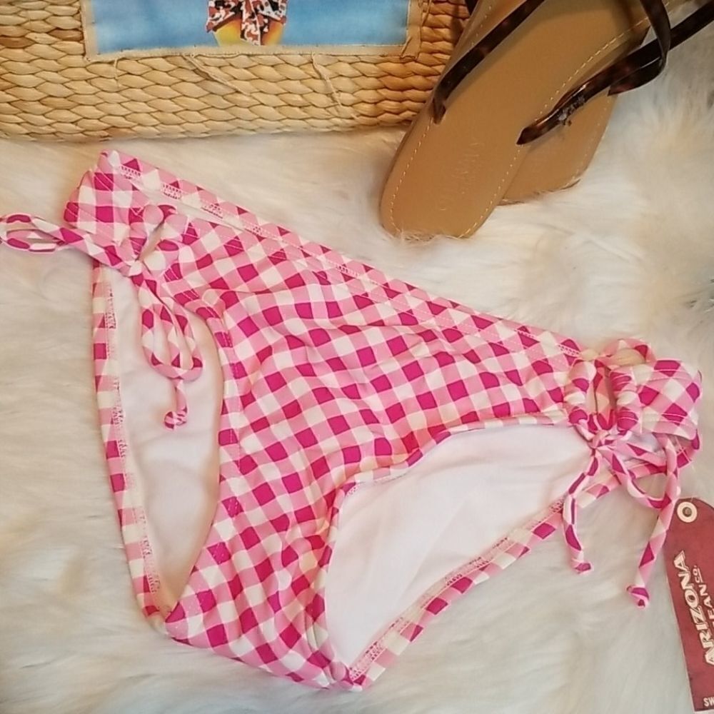 Arizona Pink Checkered Bikini Bottom Size S NWT!!!